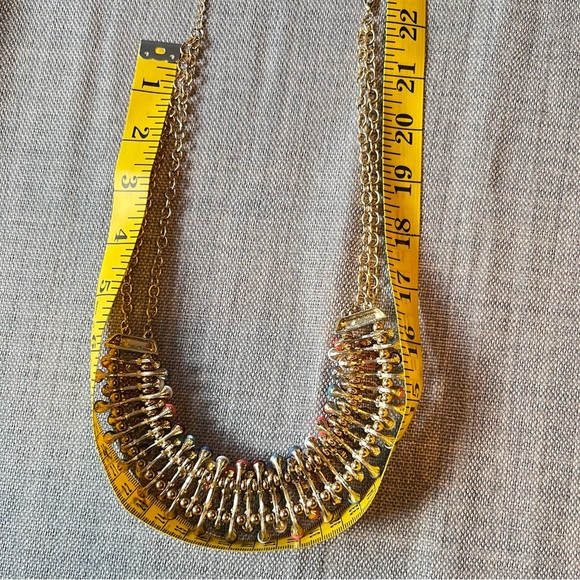 Egyptian Revival Bib Collar Necklace Opaque Multi Colour Stone Pin Cushion - Picture 9 of 15